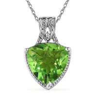 Chartreuse Quartz (Triplet) and White Zircon Pendant Necklace 20 Inches in Platinum Over Sterling Silver 6.25 ctw