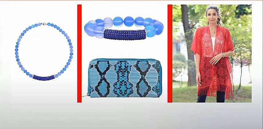 Shop the Look - (Red Kimono, Bracelet, Wallet & Necklace Combo)