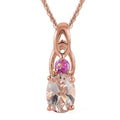 Marropino Morganite and Morro Redondo Pink Tourmaline Pendant Necklace 20 Inches in Vermeil Rose Gold Over Sterling Silver 0.75 ctw - Sticky add to cart bar