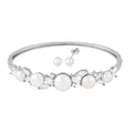 White Freshwater Pearl Bangle Bracelet (7 in) and Earrings in Silvertone & Stainless Steel 2.00 ctw - Sticky add to cart bar