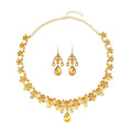 Champagne Color Austrian Crystal Dangle Earrings and Necklace 20-22 Inches in Goldtone - Sticky add to cart bar