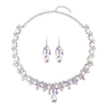 Champagne Color Austrian Crystal Dangle Earrings and Necklace 20-22 Inches in Goldtone - Sticky add to cart bar