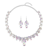 Champagne Color Austrian Crystal Dangle Earrings and Necklace 20-22 Inches in Goldtone