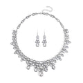 TLV Austrian Crystal Necklace (20-23 Inches) and Dangle Earrings in Silvertone - Sticky add to cart bar