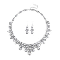 TLV Austrian Crystal Necklace (20-23 Inches) and Dangle Earrings in Silvertone