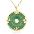Green Jade (D) Bi-Disc Pendant Necklace 18 Inches in 14K Yellow Gold Over Sterling Silver 25.50 ctw - Sticky add to cart bar