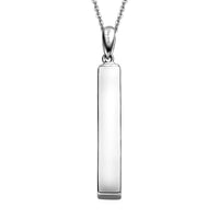 Diamond Accent Pendant Necklace, Men's Bar Pendant Necklace, Platinum Over Sterling Silver Necklace, 20 Inch Necklace, Silver Bar Pendant Necklace