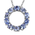 Tanzanite Circle Pendant Necklace 20 Inches in Platinum Over Sterling Silver 1.65 ctw - Sticky add to cart bar