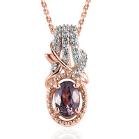 Tanzanian Lavender Spinel and White Zircon Pendant Necklace 20 Inches in Vermeil Rose Gold Over Sterling Silver 0.70 ctw