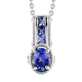 Tanzanite and White Topaz Pendant Necklace 20 Inches in Platinum Over Sterling Silver 0.90 ctw - Sticky add to cart bar