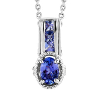 Tanzanite and White Topaz Pendant Necklace 20 Inches in Platinum Over Sterling Silver 0.90 ctw