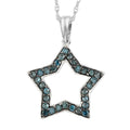 Blue Diamond Star Pendant Necklace 18 Inches in Platinum Over Sterling Silver 0.40 ctw - Sticky add to cart bar