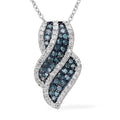 Venice Blue Diamond I1-I2 and Diamond Pendant Necklace 18 Inches in Platinum Over Sterling Silver 0.50 ctw - Sticky add to cart bar