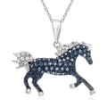 Venice Blue Diamond I1-I2 and Diamond Horse Pendant Necklace 18 Inches in Platinum Over Sterling Silver 0.33 ctw - Sticky add to cart bar