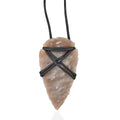 Agate Arrowhead Wrapped Pendant Necklace 30 Inches in Silvertone 14.60 ctw - Sticky add to cart bar