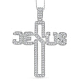 Moissanite Jesus Men's Pendant Necklace 24 Inches in Platinum Over Sterling Silver 1.60 ctw - Sticky add to cart bar