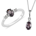 Tanzanian Lavender Spinel and Moissanite Ring and Pendant Necklace 20 Inches in Platinum Over Sterling Silver 1.25 ctw - Sticky add to cart bar