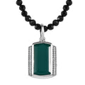 Verde Onyx and Multi Gemstone Men's Pendant Necklace 20 Inches in Platinum Over Sterling Silver 82.00 ctw - Sticky add to cart bar