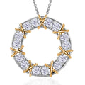 Moissanite Circle Pendant Necklace 20 Inches in Vermeil YG and Platinum Over Sterling Silver 1.40 ctw - Sticky add to cart bar
