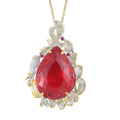 Simulated Ruby, Simulated Purple and Green Diamond Pendant Necklace 20 Inches in Dualtone and Stainless Steel - Sticky add to cart bar