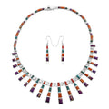 Santa Fe Style Multi Gemstone Tribal Geometry Necklace 18 In and Earrings in Sterling Silver 15.00 ctw - Sticky add to cart bar