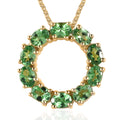 Premium Tsavorite Garnet Circle Pendant Necklace 20 Inches in Vermeil Yellow Gold Over Sterling Silver 1.75 ctw - Sticky add to cart bar