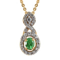 Premium Tsavorite Garnet and White Zircon Pendant Necklace 20 Inches in Vermeil Yellow Gold Over Sterling Silver 0.40 ctw - Sticky add to cart bar