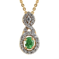 Premium Tsavorite Garnet and White Zircon Pendant Necklace 20 Inches in Vermeil Yellow Gold Over Sterling Silver 0.40 ctw