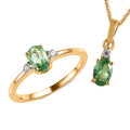 Premium Tsavorite Garnet and Moissanite Ring (Size 5.0) and Pendant Necklace 20 Inches in Vermeil Yellow Gold Over Sterling Silver 1.10 ctw - Sticky add to cart bar