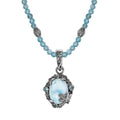 Artisan Crafted Larimar and Madagascar Paraiba Apatite Pendant Necklace 20 Inches in Sterling Silver 81.00 ctw - Sticky add to cart bar