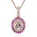 Pink Morganite and Multi Gemstone Sunburst Pendant Necklace 20 Inches in Vermeil Rose Gold Over Sterling Silver 1.65 ctw - Sticky add to cart bar