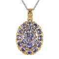 Tanzanite Cluster Pendant Necklace 20 Inches in Vermeil Yellow Gold and Platinum Over Sterling Silver 4.65 ctw - Sticky add to cart bar
