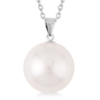 Shell Pearl Pendant Necklace 20 Inches in Sterling Silver and Stainless Steel