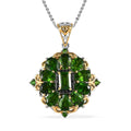 Chrome Diopside and Thai Black Spinel Pendant Necklace 20 Inches in Vermeil Yellow Gold and Platinum Over Sterling Silver 4.35 ctw - Sticky add to cart bar