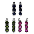 Madagascar Blue Sapphire (DF), Chrome Diopside, Niassa Ruby (FF) Set of 3 Earrings in Platinum Over Sterling Silver 4.35 ctw - Sticky add to cart bar