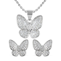 Austrian Crystal Necklace (18 inches) and Earrings in Silvertone 0.90 ctw