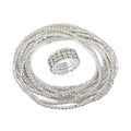 Austrian Crystal Set of 10 Bracelet (7.00 In) and Ring in Silvertone - Sticky add to cart bar