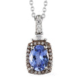 Tanzanite and White and Brown Zircon Halo Pendant Necklace in Platinum Over Sterling Silver, 20 Inch Necklace, Tanzanite Jewelry For Her, Birthday Anniversary Gift For Her 1.65 ctw - Sticky add to cart bar