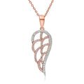 Natural Pink and White Diamond I3 Angel Wing Pendant Necklace 18 Inches in Vermeil Rose Gold Over Sterling Silver 0.25 ctw - Sticky add to cart bar