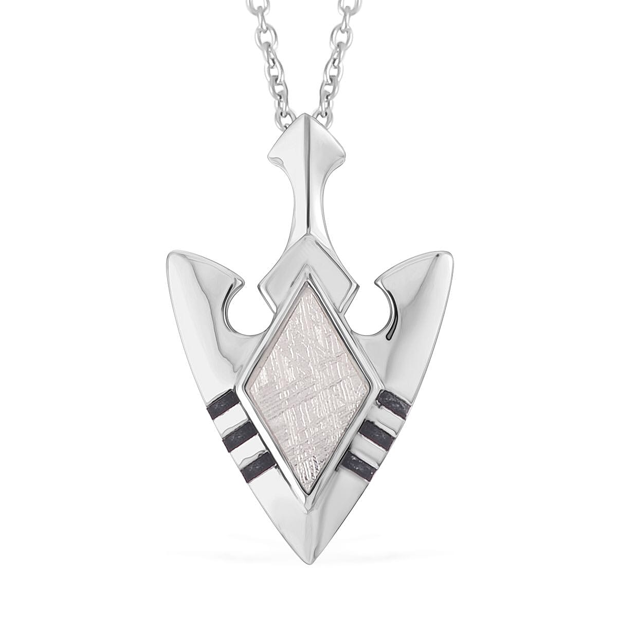 Marvelous Meteorite Anchor Pendant in Sterling Silver with Stainless Steel Necklace 20 Inches