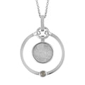 Marvelous Meteorite and Bohemian Moldavite Open Circle Pendant in Rhodium Over Sterling Silver with Stainless Steel Necklace 20 Inches 0.30 ctw - Sticky add to cart bar