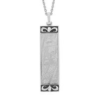 Marvelous Meteorite, Black Enameled Pendant in Rhodium Over Sterling Silver with Stainless Steel Necklace 20 Inches
