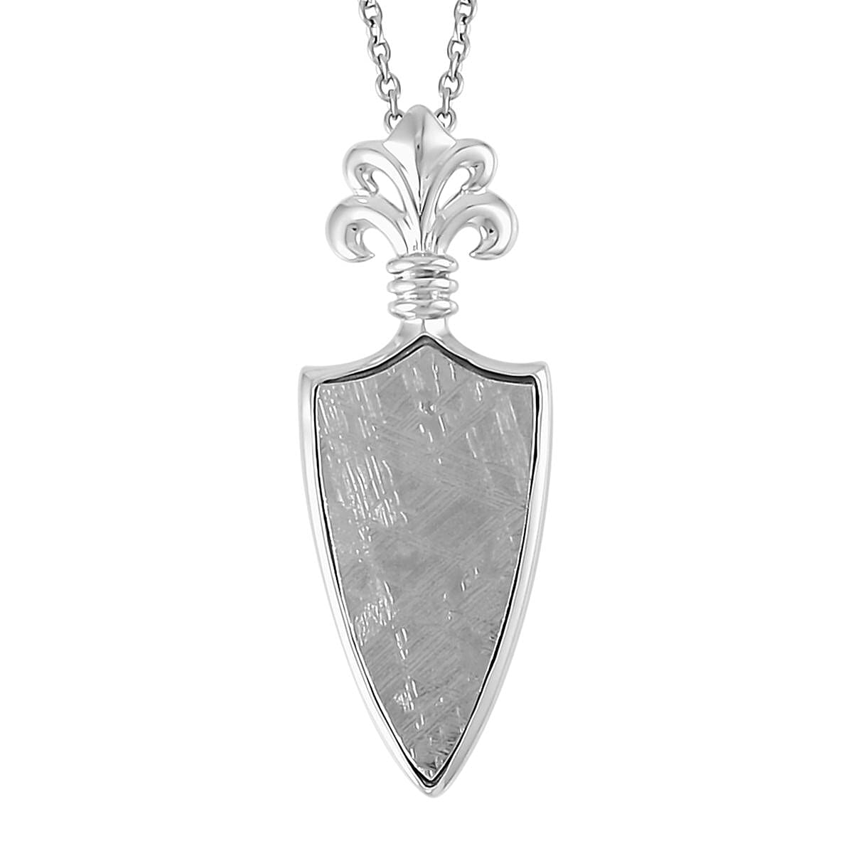 Marvelous Meteorite Arrow Pendant in Sterling Silver with Stainless Steel Necklace 20 Inches