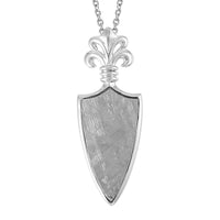 Marvelous Meteorite Arrow Pendant in Sterling Silver with Stainless Steel Necklace 20 Inches