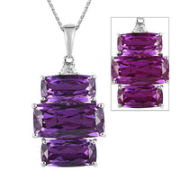 Lab Grown Color Change Sapphire and White Zircon Pendant Necklace 20 Inches in Platinum Over Sterling Silver 24.35 ctw