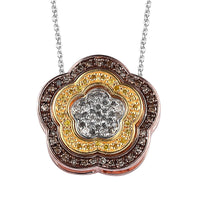 Multi Diamond Pendant Necklace 20 Inches in Vermeil Yellow Gold, Rose Gold and Platinum Over Sterling Silver 0.50 ctw