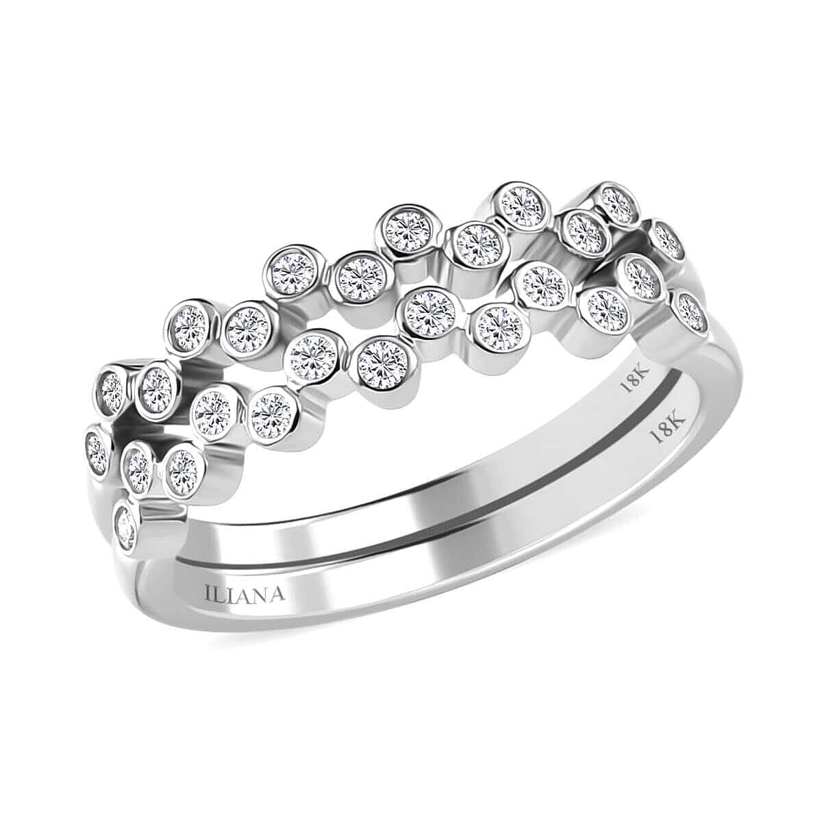 Iliana 18K White Gold G-H SI1 Diamond Set of 2 Half Eternity Band Ring (Size 7.0) 4.10 Grams 0.33 ctw