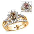 AAA Turkizite and Moissanite Set of 2 Stackable Ring in Vermeil Yellow Gold Over Sterling Silver (Del. in 5-7 Days) 1.35 ctw - Sticky add to cart bar