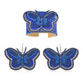 Set of 2 Multi Color Seed Beaded Butterfly Cuff Bracelet and Earrings in Goldtone - Sticky add to cart bar