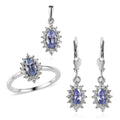 Tanzanite and White Zircon Earrings, Ring (Size 5.0) and Pendant in Platinum Over Sterling Silver 2.60 ctw - Sticky add to cart bar